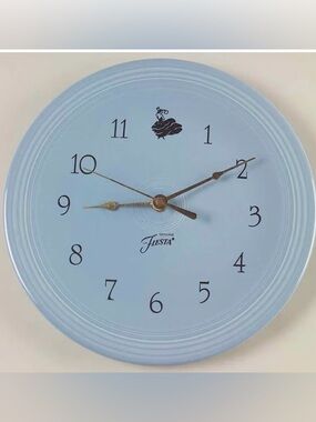 Fiesta Vintage Periwinkle Blue Round Wall Clock with Gold Hands